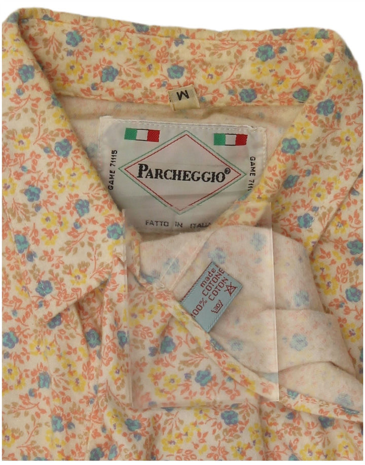 Cămașă Vintage Bărbați Medium Bej Floral Bumbac