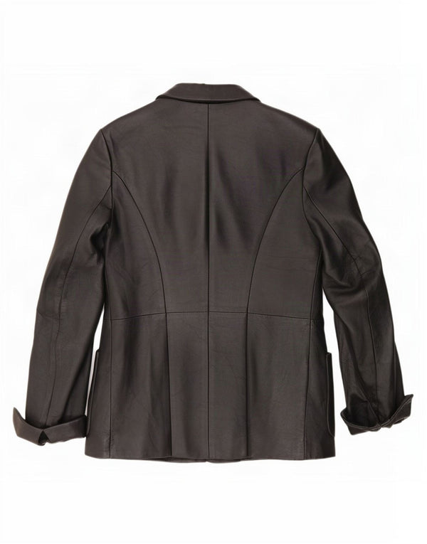 Jachetă vintage din piele cu 3 nasturi pentru femei IT 46 Large Black