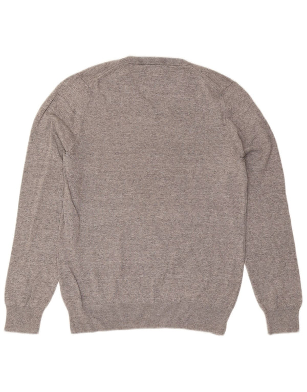 Pulover cu decolteu în V pentru bărbați Marks & Spencer, bumbac cu pete mici, gri