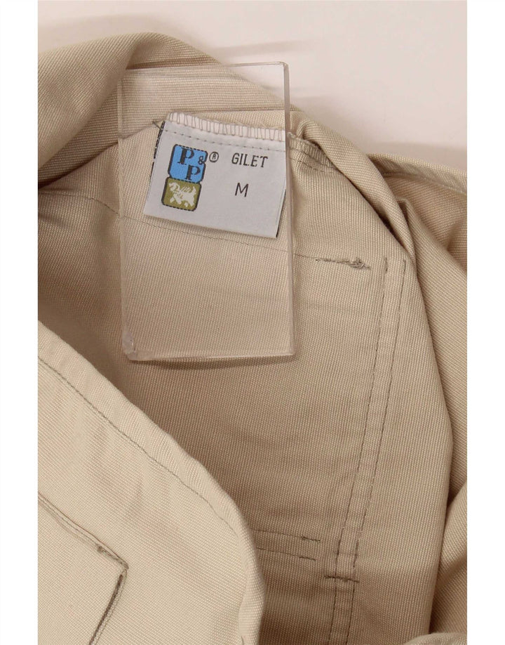Gilet utilitar vintage pentru femei UK 14 Medium Beige Bumbac