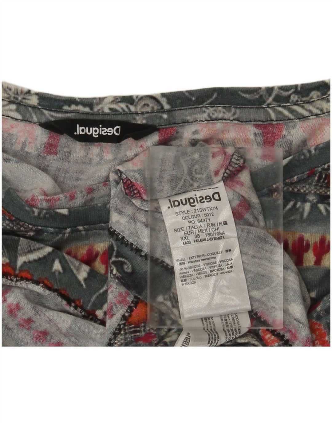 DESIGUAL Tricou grafic pentru femei Top UK 20 2XL Gri Viscoza