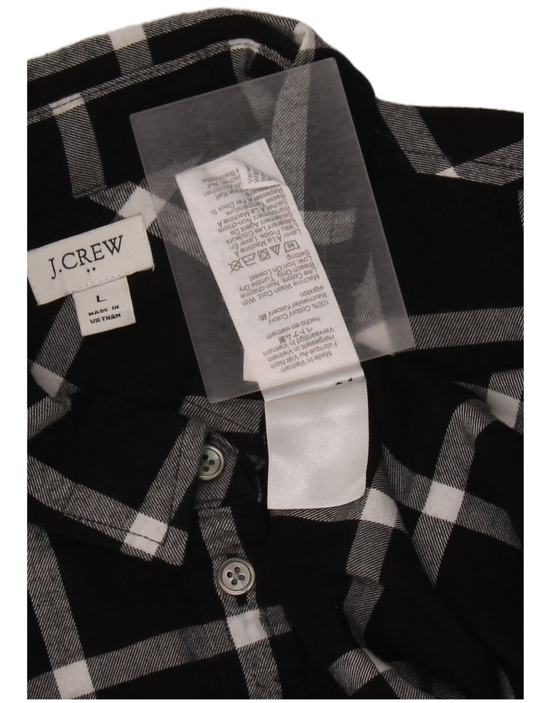 Cămașă de flanel pentru femei J. CREW UK 16 mare, bumbac cu carouri negru