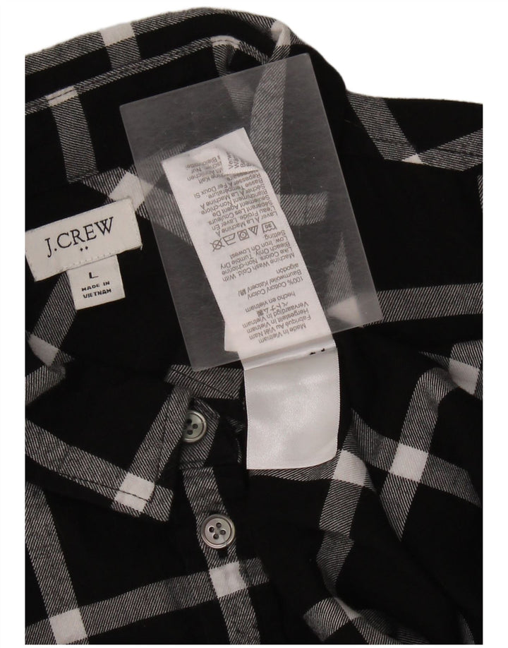 Cămașă de flanel pentru femei J. CREW UK 16 mare, bumbac cu carouri negru