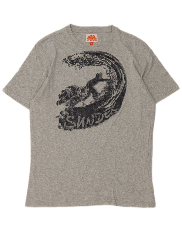 Tricou grafic Sundek pentru bărbați Top din bumbac cu pete gri mediu