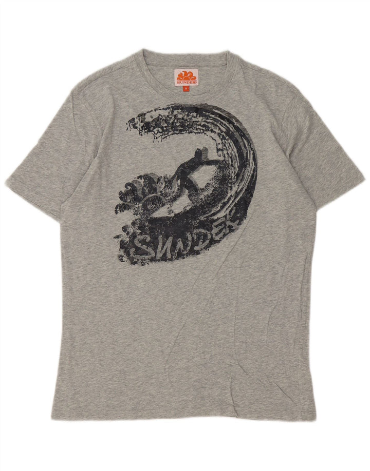 Tricou grafic Sundek pentru bărbați Top din bumbac cu pete gri mediu