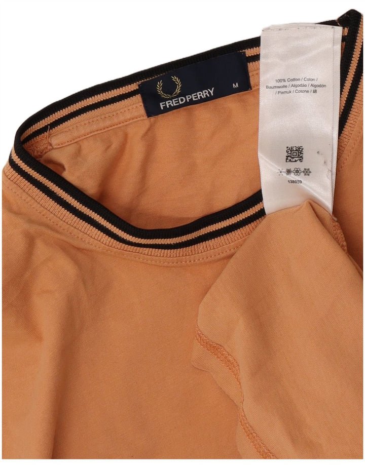 Tricou Fred Perry pentru bărbați Top din bumbac cu dungi portocaliu mediu