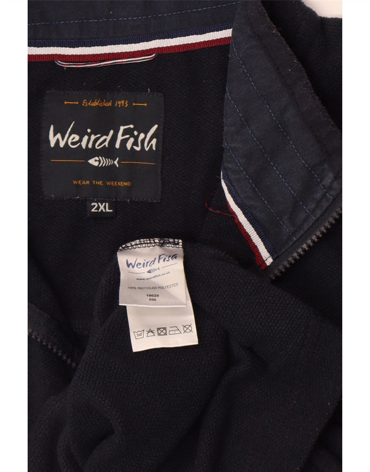 Pulover din lână pentru bărbați Weird Fish, cu fermoar, 2XL, poliester bleumarin