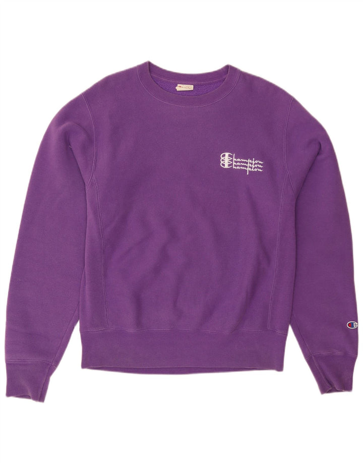 Pulover pentru bărbați CHAMPION cu țesătură inversă cu grafică, bumbac mic violet