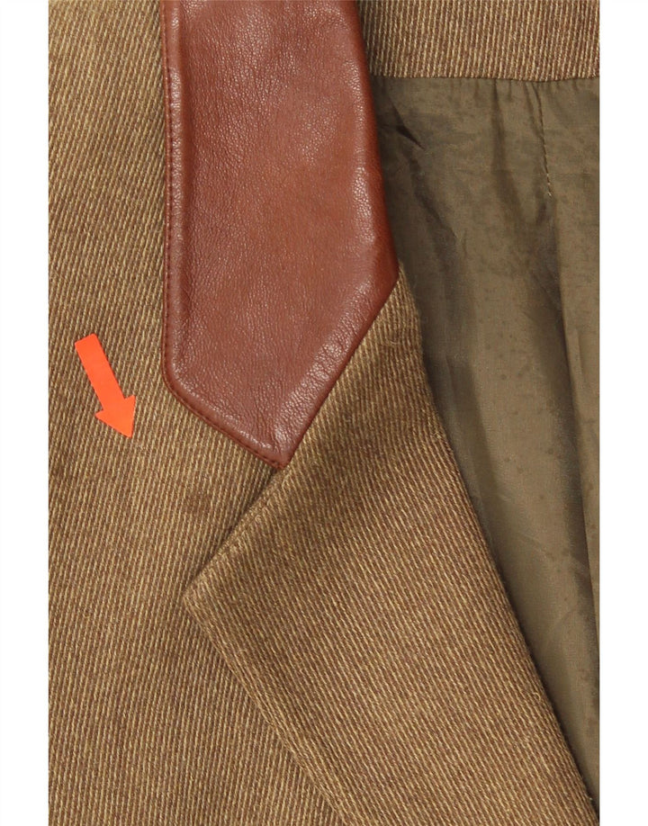 Jachetă vintage pentru femei cu 2 nasturi, UK 14 Medium Khaki Herringbone