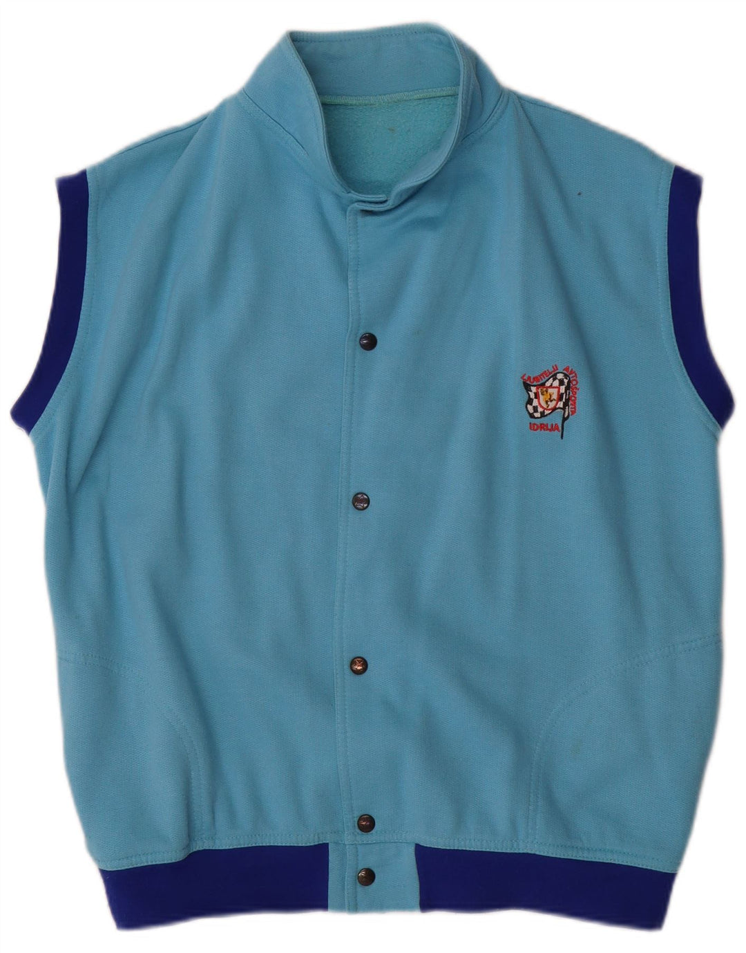 Trening pentru bărbați vintage fără mâneci, jachetă mare, albastru, color block