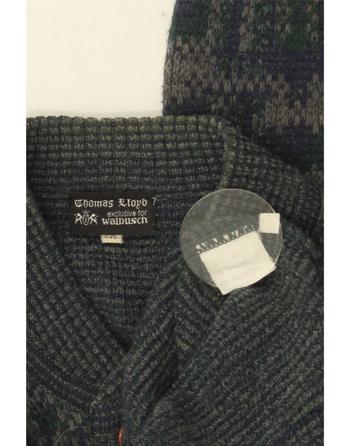 Pulover cardigan pentru bărbați Walbusch IT 50 Lână geometrică verde medie