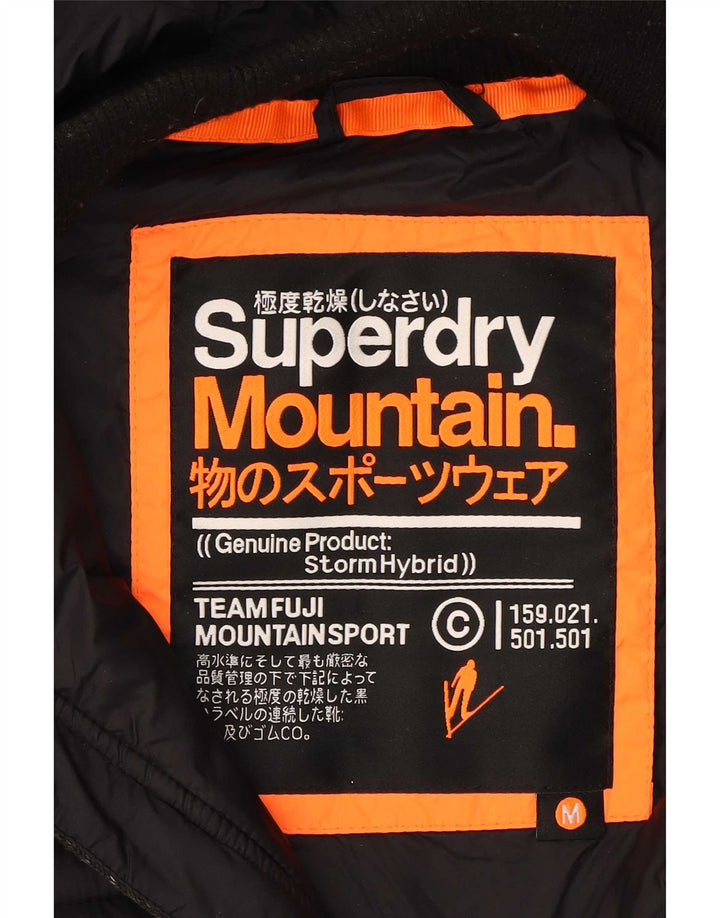 Jachetă căptușită cu glugă Superdry pentru femei UK 14 Medium Black Flecked Poliester