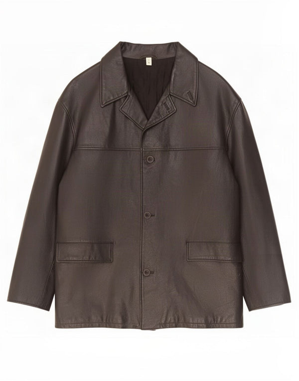 Palton din piele vintage pentru bărbați IT 54 2XL negru