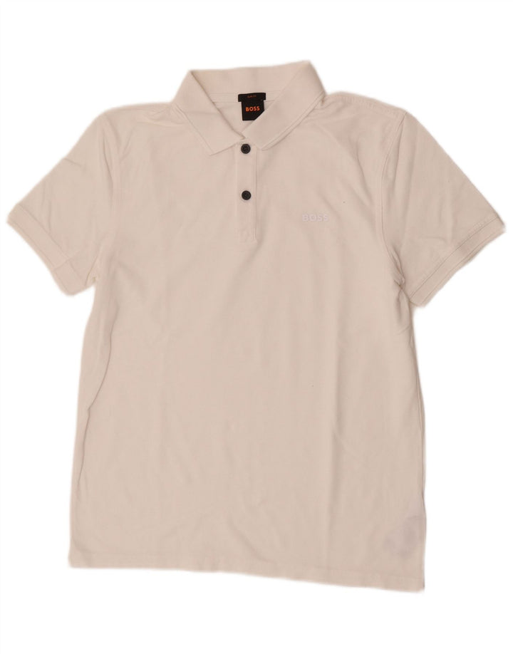 Cămașă polo Hugo Boss pentru bărbați, bumbac alb mediu