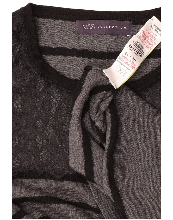 MARKS & SPENCER Pulover cardigan crop pentru femei UK 14 Medium Gri Dunge