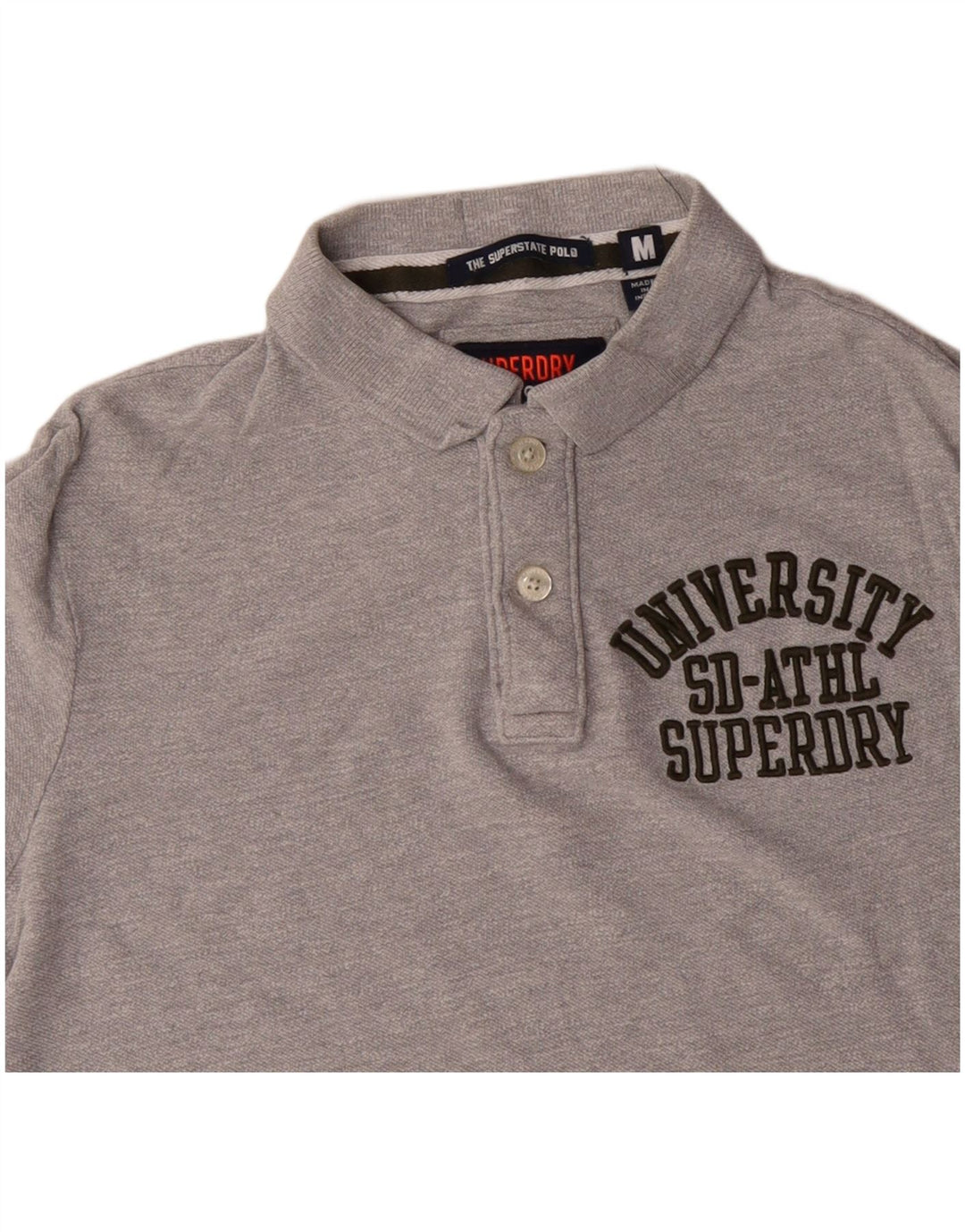Tricou polo cu grafică pentru bărbați SUPERDRY, bumbac gri mediu
