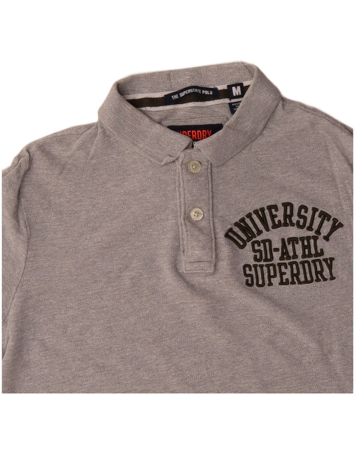 Tricou polo cu grafică pentru bărbați SUPERDRY, bumbac gri mediu
