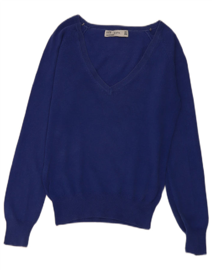 Pulover cu decolteu în V Zara pentru femei UK 10 Small Blue