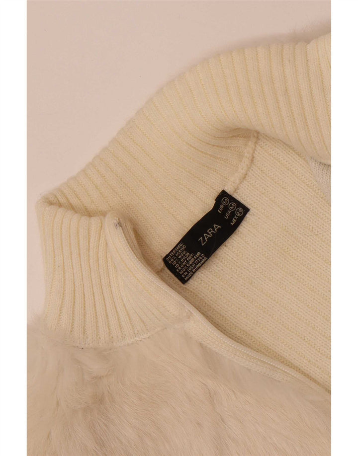 Pulover Cardigan pentru Damă Zara UK 12 Mediu Acrilic alb