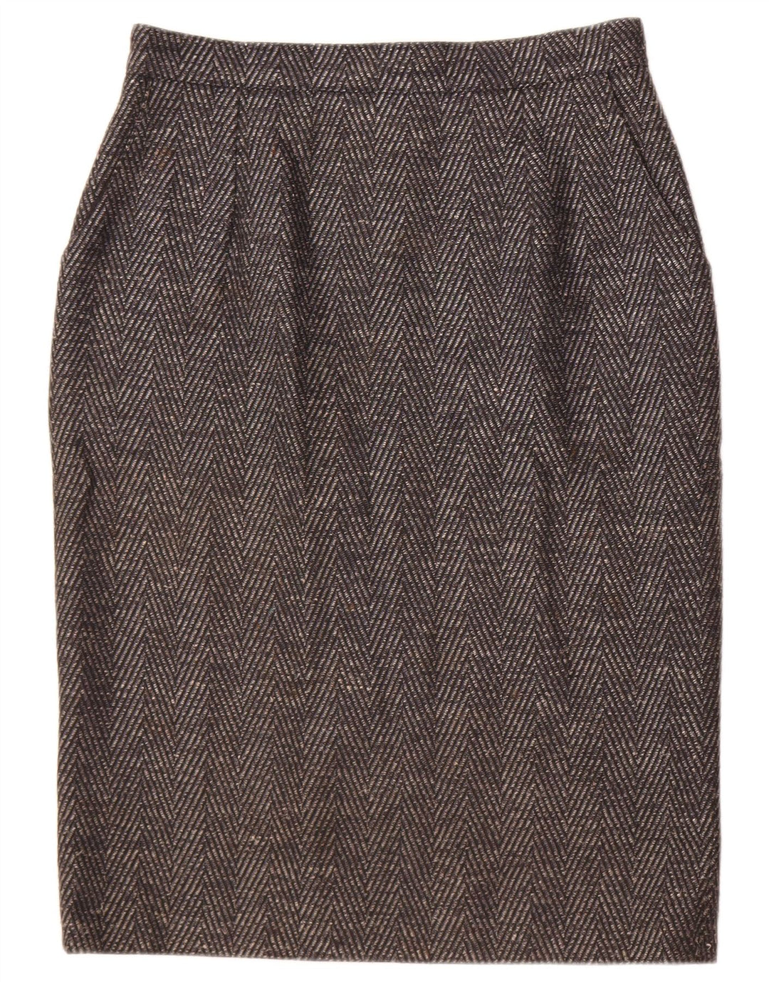 Fusta creion vintage pentru femei W30 chevron gri mediu