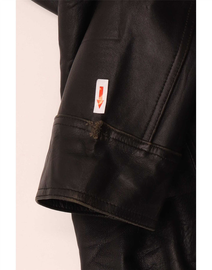 Jachetă de piele vintage pentru bărbați, cu ajustare largă, UK 36, neagră