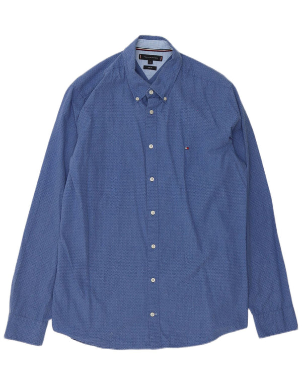 Cămașă pentru bărbați Tommy Hilfiger Slim Fit XL Bumbac Geometric Albastru