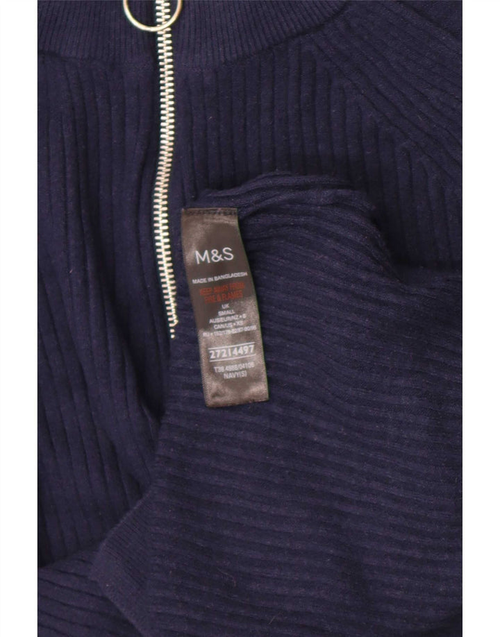 Pulover pentru femei Marks & Spencer, cu fermoar, cu gât, UK 10 Mic, bleumarin
