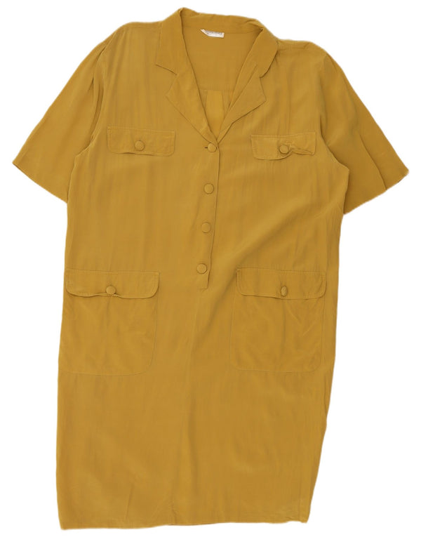 Diana Bentall's Womens Shift Dress IT 50 XL Yellow Silk