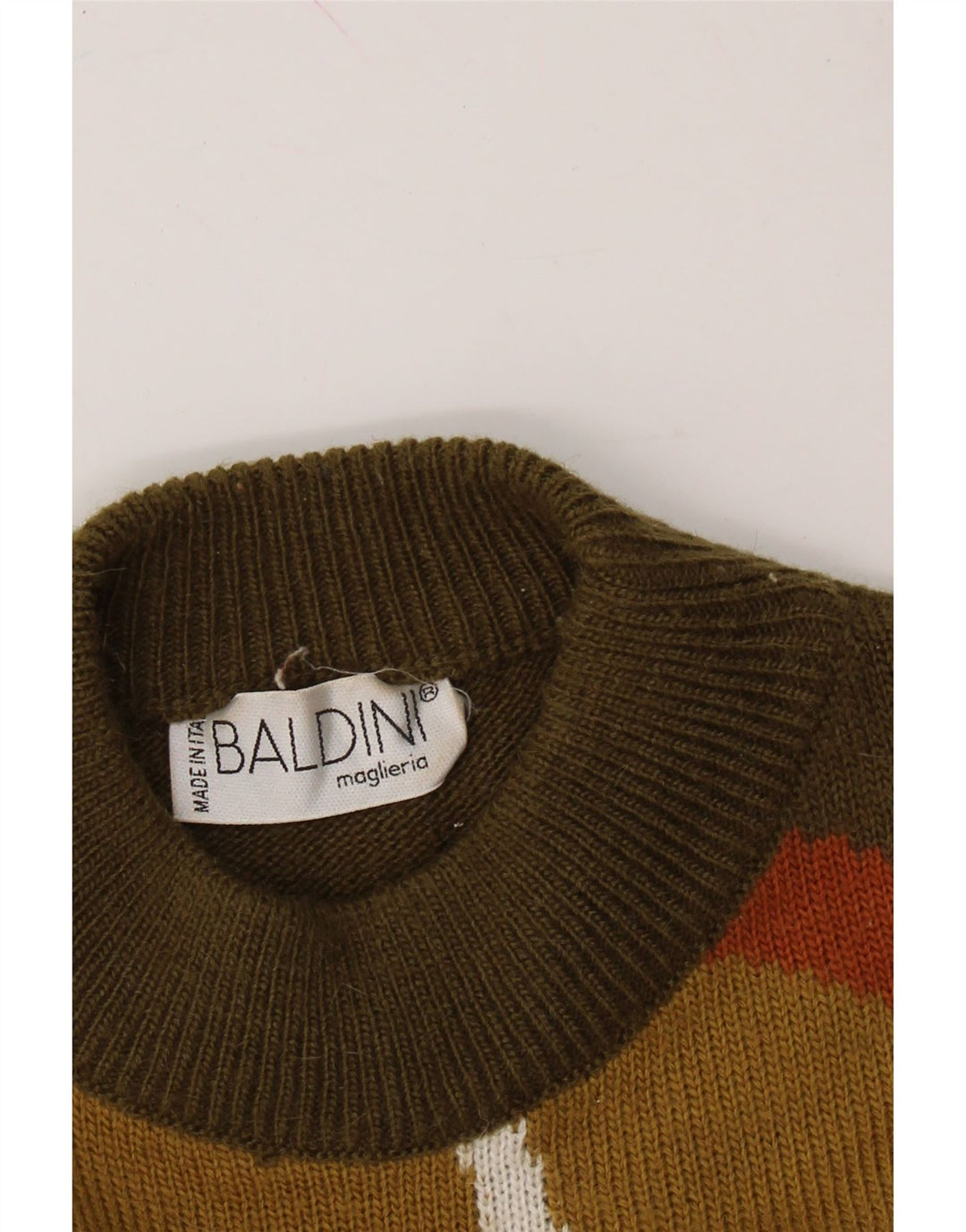 BALDINI Womens Turtle Neck Jumper Sweater UK 18 XL Khaki Wool Vintage Baldini and Second-Hand Baldini from Messina Hembry 