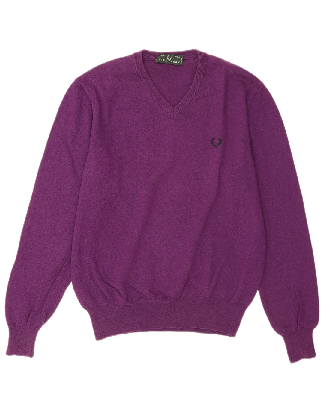 Pulover pentru bărbați Fred Perry cu decolteu în V, lână violet mediu