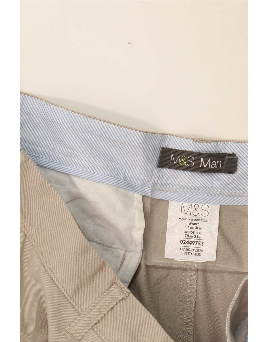 Pantaloni chino drepți pentru bărbați Marks & Spencer L36 L31 poliester gri