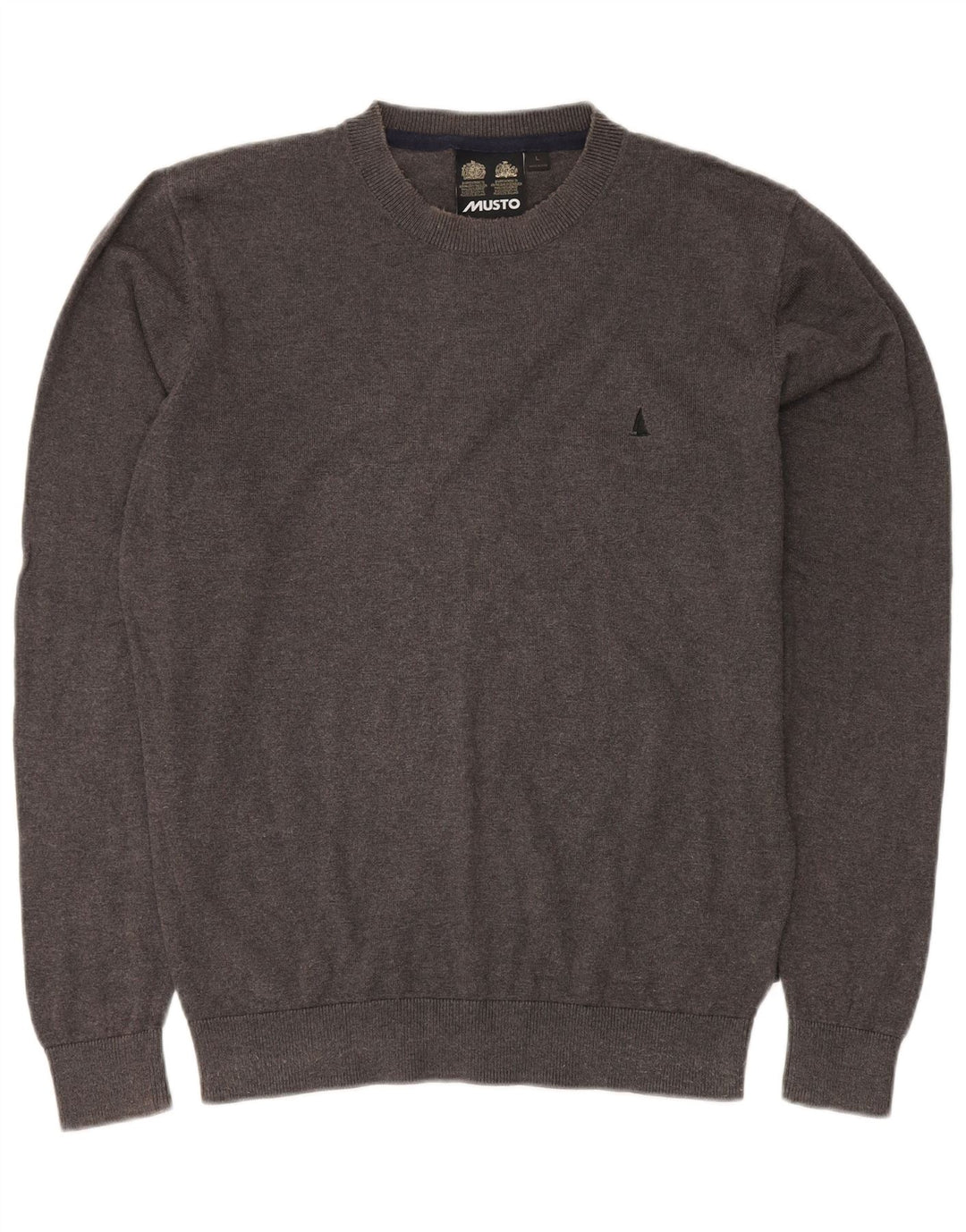 MUSTO Pulover pentru bărbați cu decolteu rotund din bumbac mare, gri