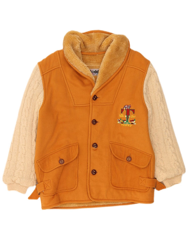 Jachetă vintage pentru femei cu grafic Sherpa UK 16, mare, bej, acrilic