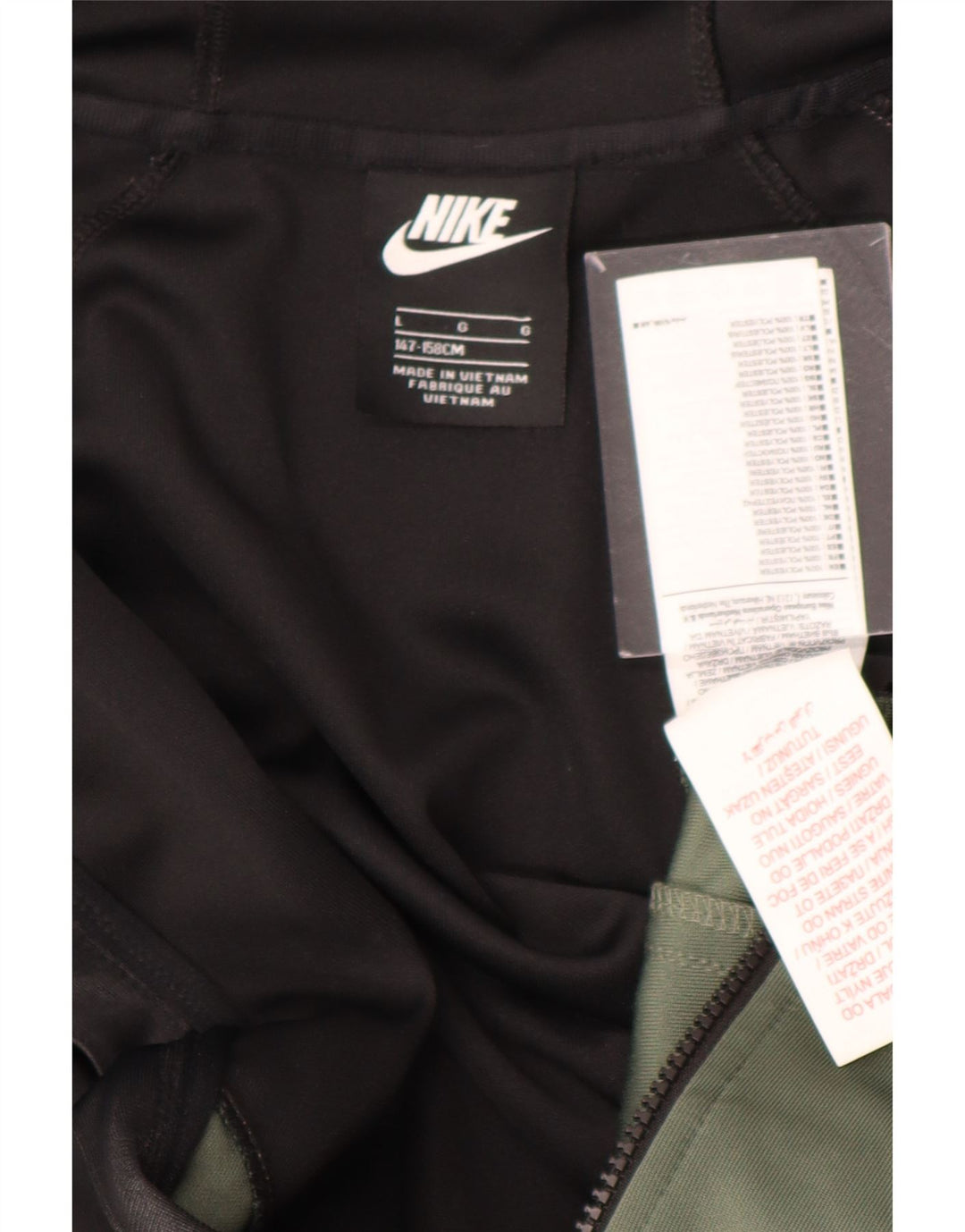 NIKE Boys Zip Hoodie Sweater 12-13 Years Large Black Colourblock Polyester