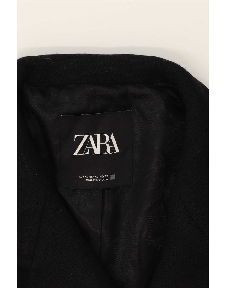 Palton dublu pentru femei Zara UK 18 XL Negru