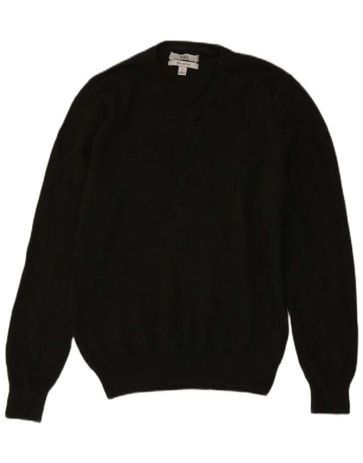 Pulover pentru bărbați Marks & Spencer cu gât crew pulover mic, verde, bumbac