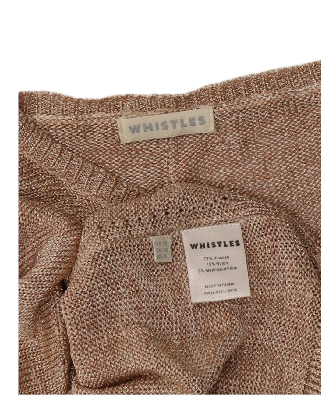 WHISTLES Womens Oversized Boat Neck Jumper Sweater UK 12 Medium Beige