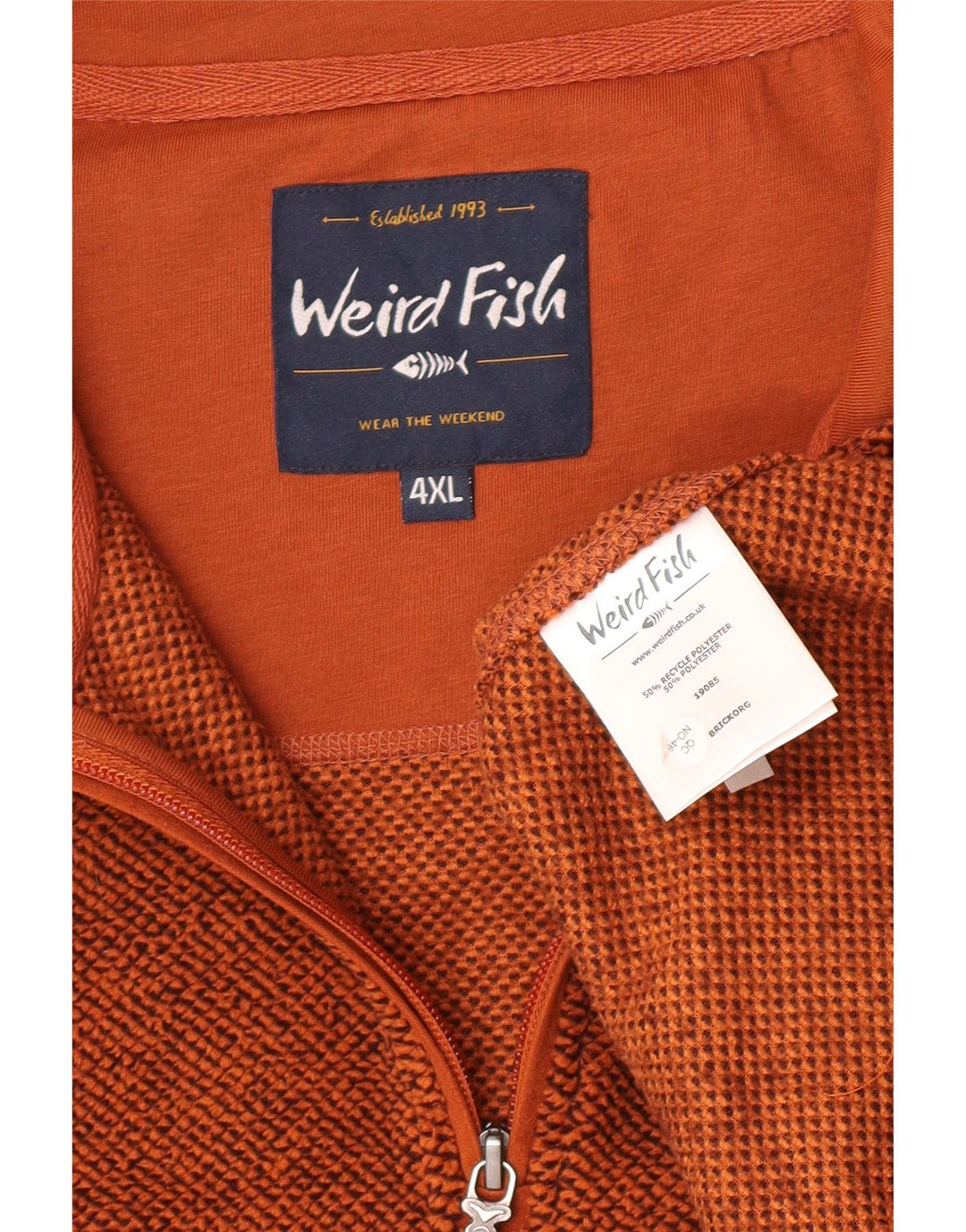 Pulover din lână pentru bărbați Weird Fish, cu fermoar, 4XL, maro, poliester