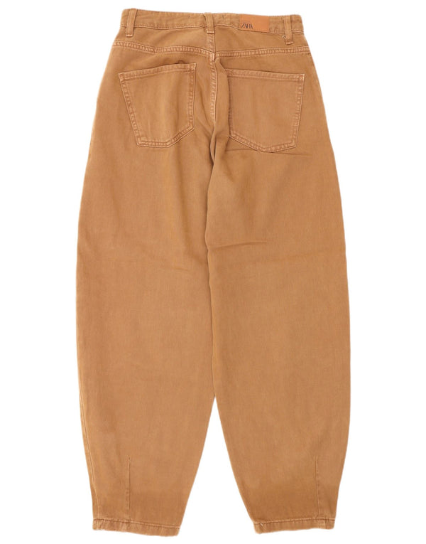 Blugi Zara Femei Balloon Talie Înaltă EU 36 XS L26 L28 Maro Bumbac