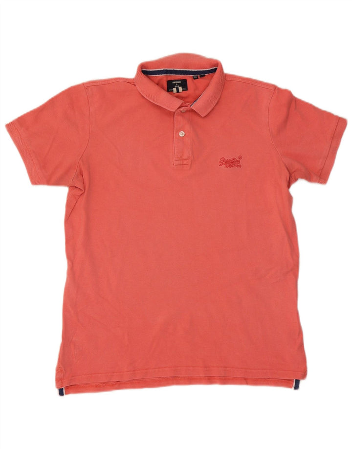 Tricou polo pentru bărbați Superdry, bumbac roz mediu