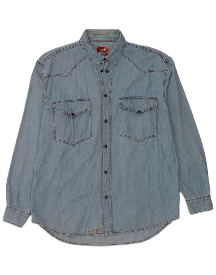 Cămașă denim pentru bărbați HOLIDAY Bumbac albastru mediu