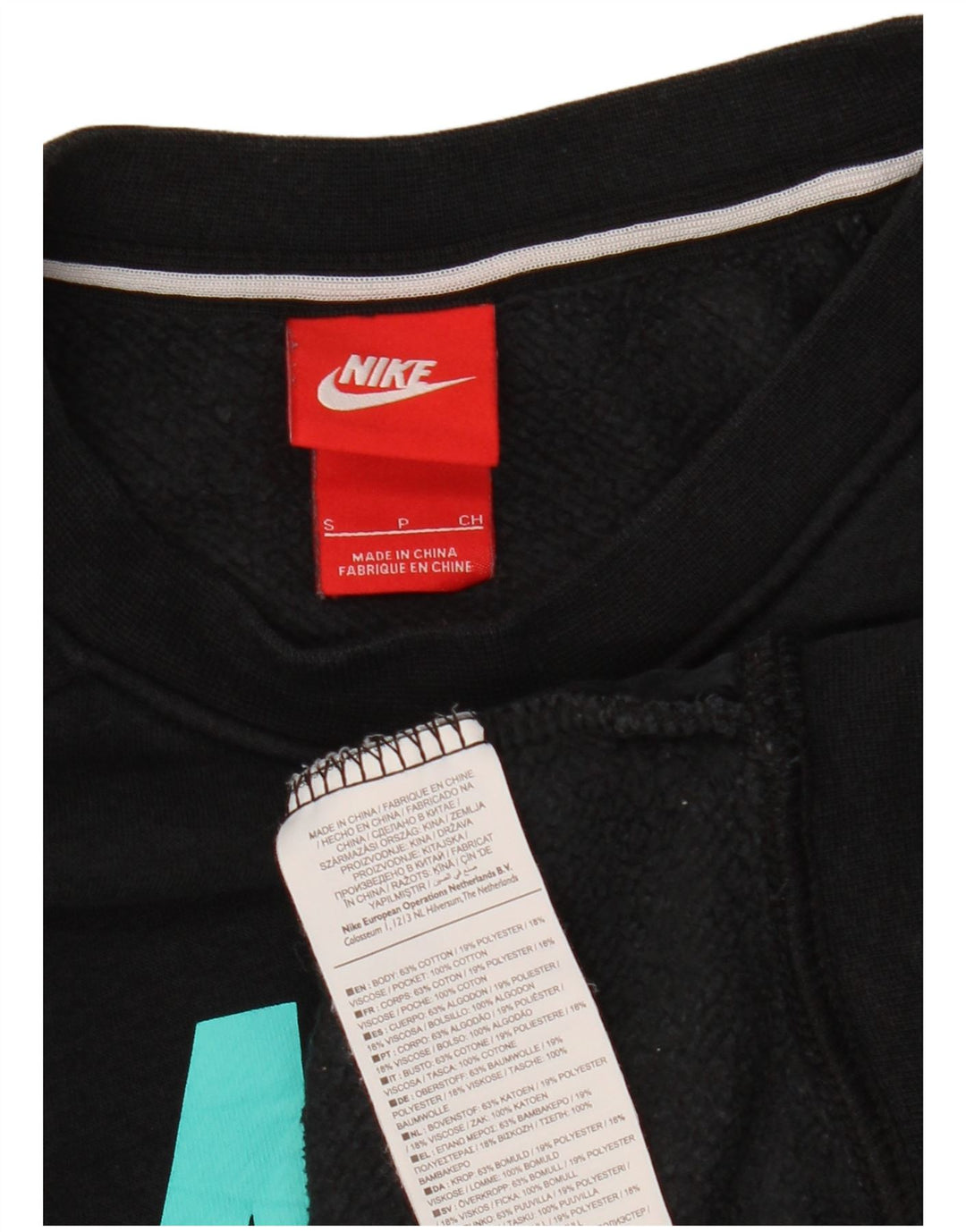 Pulover cu grafic supradimensionat NIKE pentru femei UK 10 mic bumbac negru