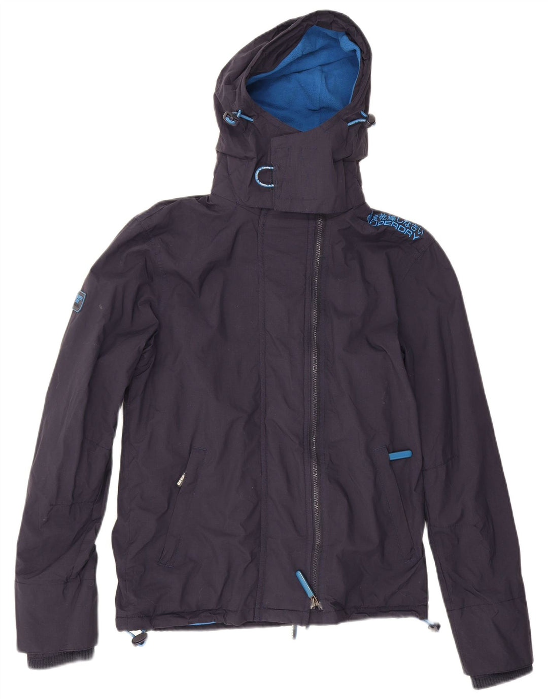 Jachetă de vânt cu glugă Superdry pentru bărbați UK 34 XS poliester bleumarin
