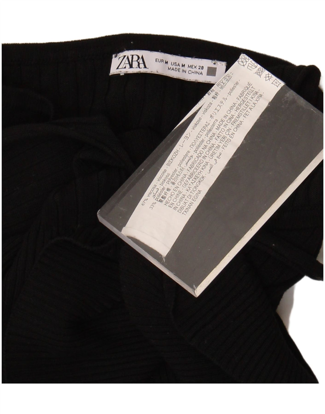 ZARA Womens Crop Cami Top UK 12 Medium Black Viscose