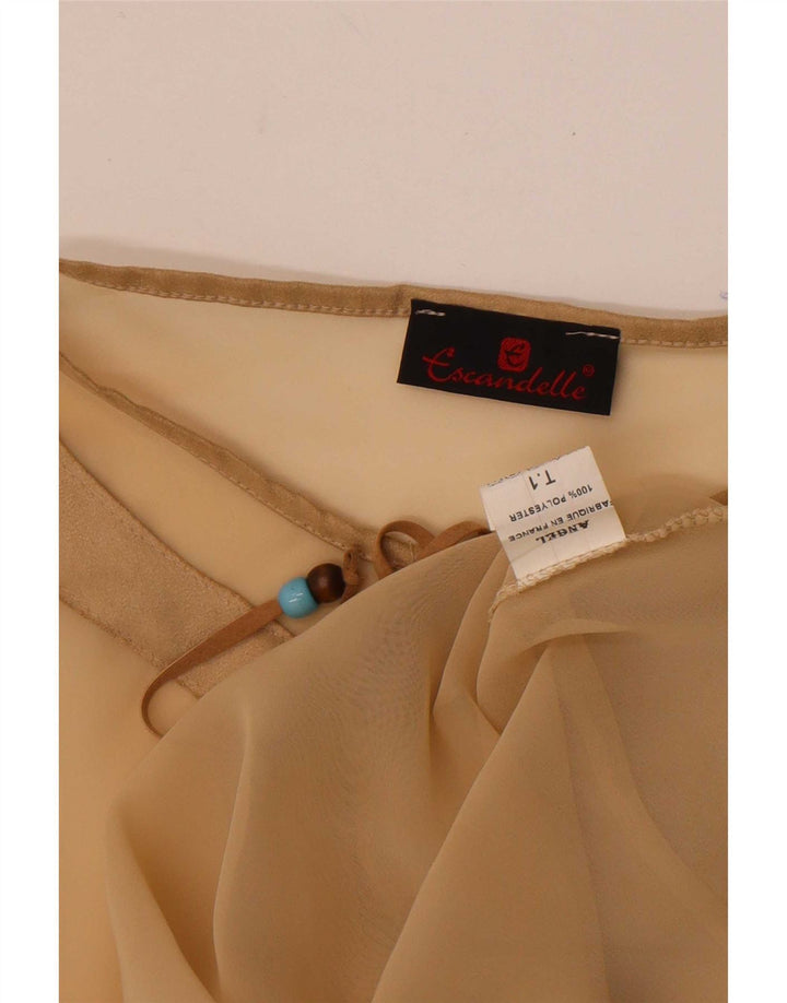Escandelle Womens Batwing See Through Top UK 12 Medium Beige Poliester