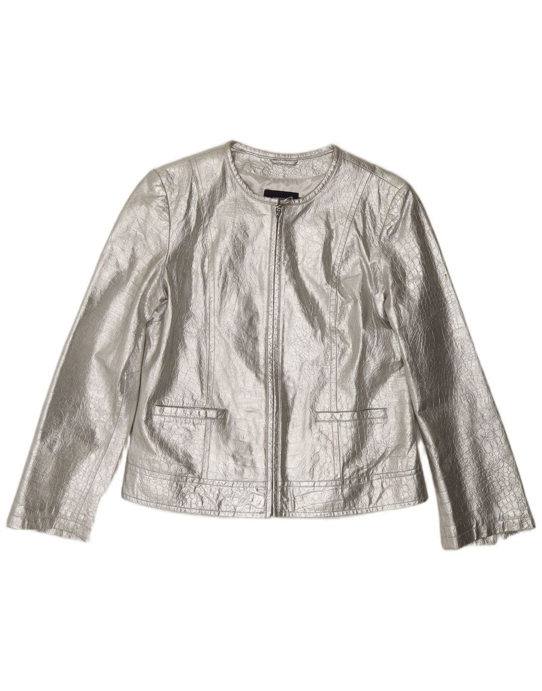 Jachetă de piele pentru femei CORTEFIEL UK 12 Medium Silver Silver