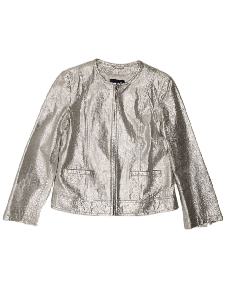 Jachetă de piele pentru femei CORTEFIEL UK 12 Medium Silver Silver