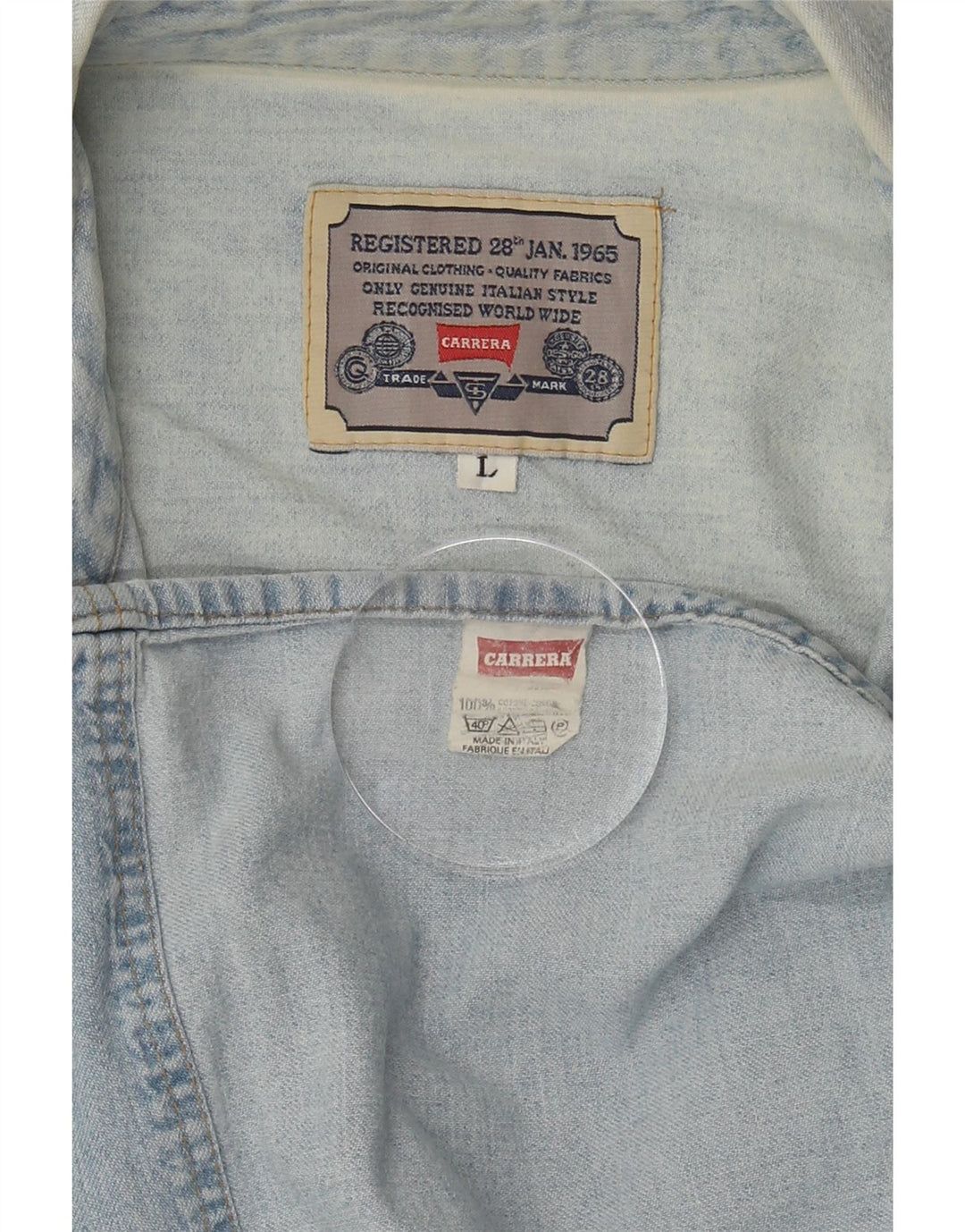 CARRERA Mens Denim Shirt Large Blue Cotton Vintage Carrera and Second-Hand Carrera from Messina Hembry 