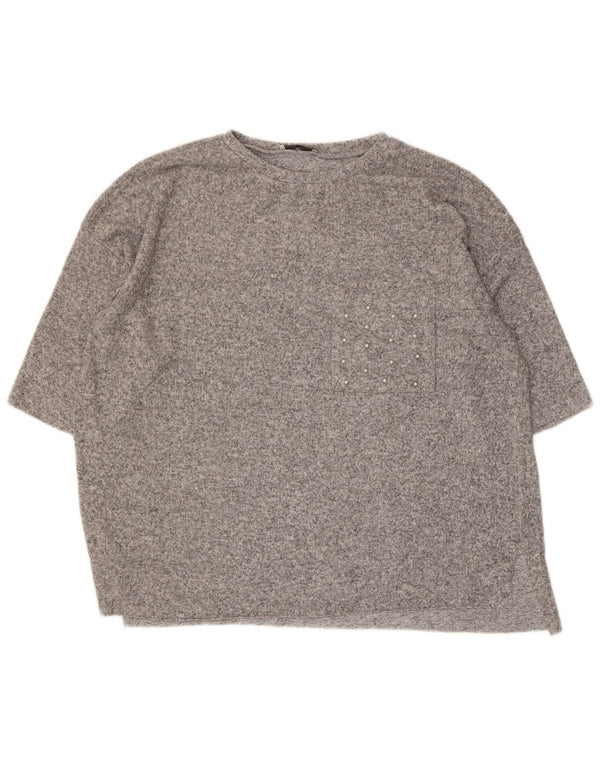 Tricou supradimensionat pentru femei Zara UK 10 Small Grey Flecked