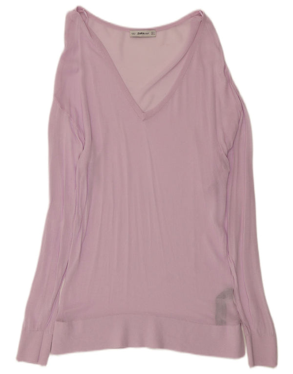 Bluză cu vedere prin cap pentru femei Zara UK 10 Small Pink Viscose